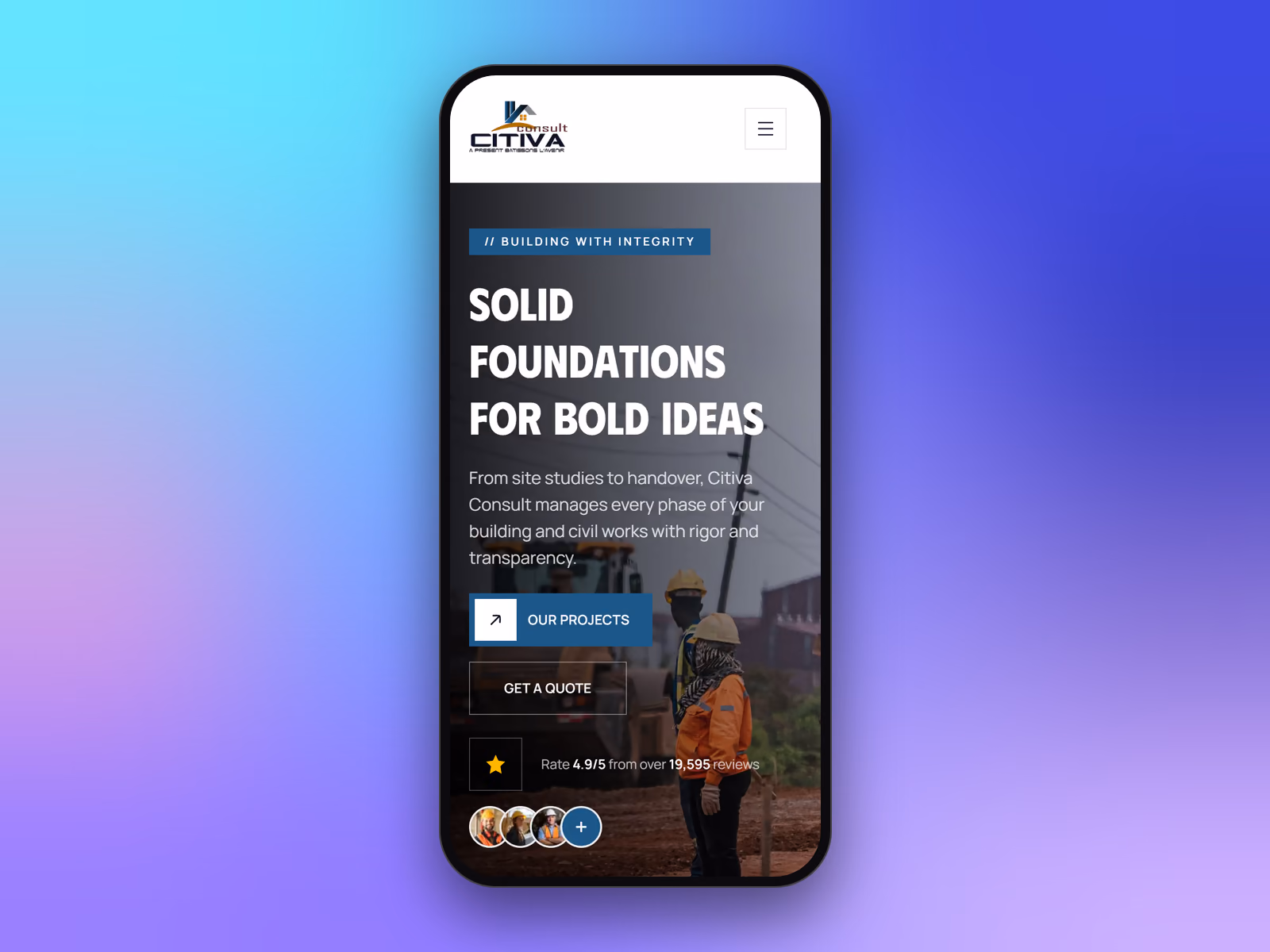 CITIVA Consult home page on a phone